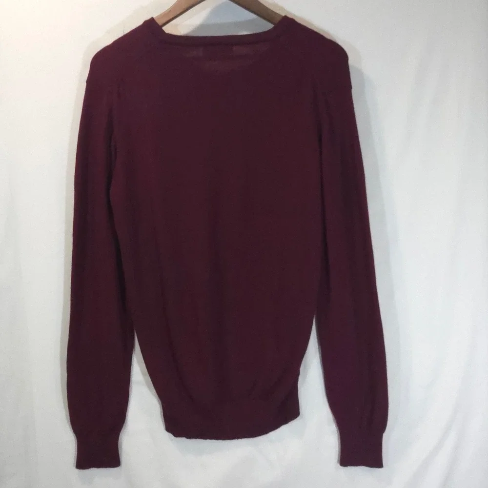 J.Lindeberg Lymann Burgundy 100% Merino Wool V-Neck‎ Sweater Men's Large